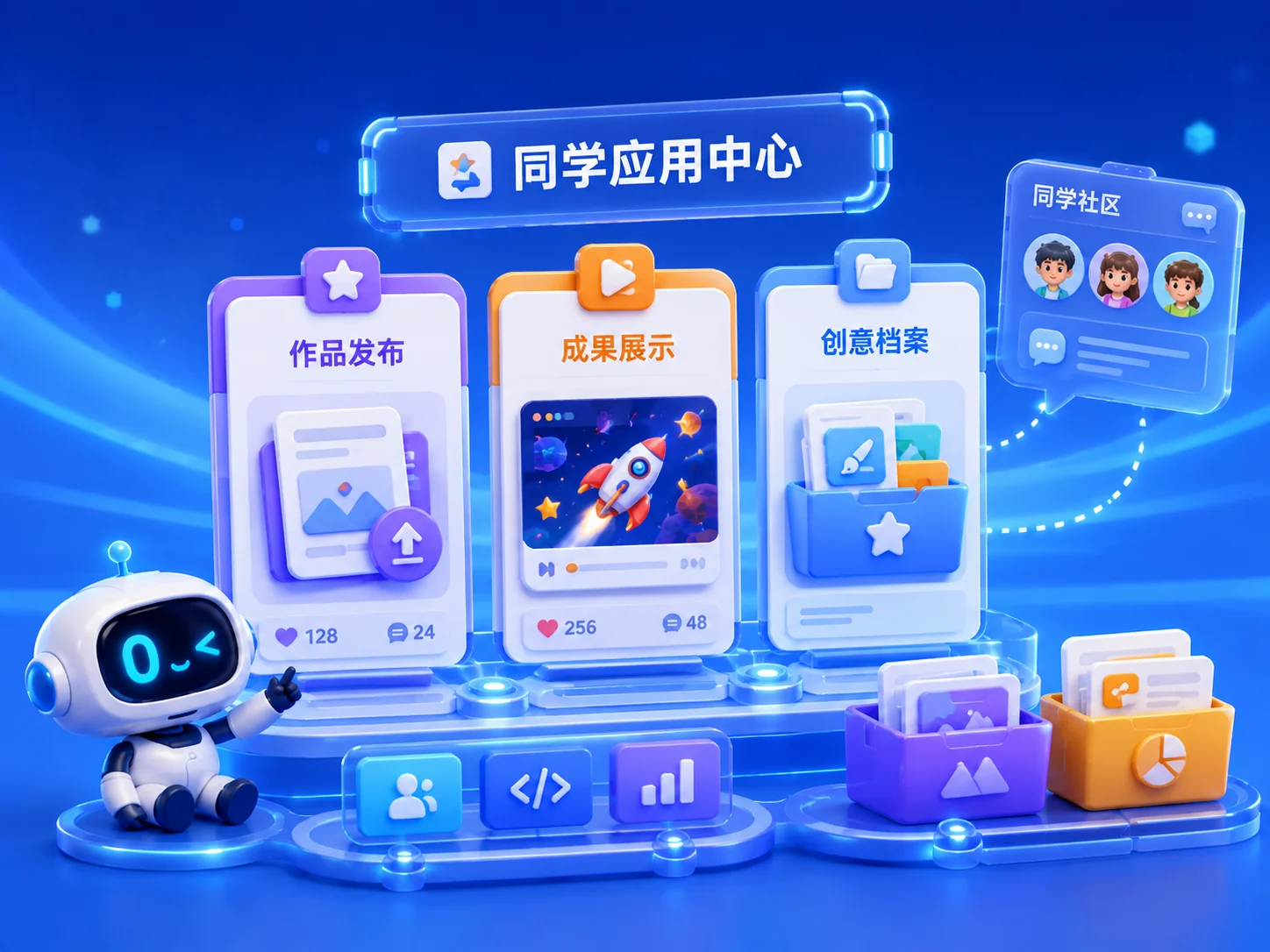 超级同学的作品发布与成果展示界面